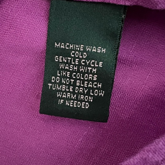 Lauren Ralph Lauren Linen Women’s XL Purple Collar Long Sleeve Button Up Shirt - Picture 6 of 7